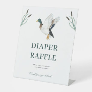 Mallard Duck Luier Raffle Baby shower teken Reclamebord Met Voetstuk