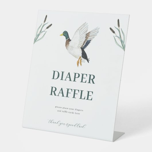 Mallard Duck Luier Raffle Baby shower teken Reclamebord Met Voetstuk (Voorkant)