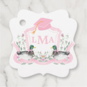 Mallard Duck Monogram Afstuderen Crest Bedankjes Labels (Voorkant)