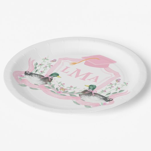 Mallard Duck Monogram Afstuderen Crest Papieren Bordje (Gekanteld)