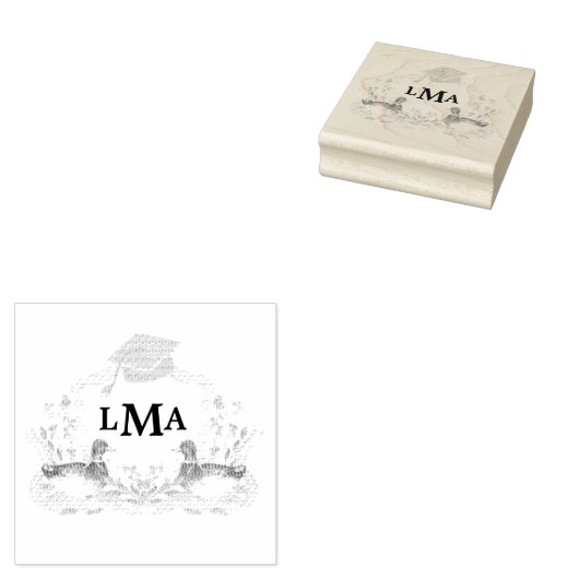 Mallard Duck Monogram Afstuderen Crest Rubberstempel (Gestempeld)
