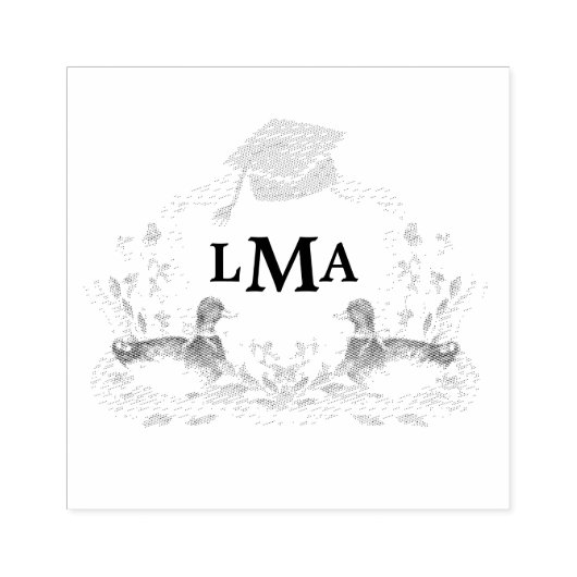 Mallard Duck Monogram Afstuderen Crest Rubberstempel (Afrduk)