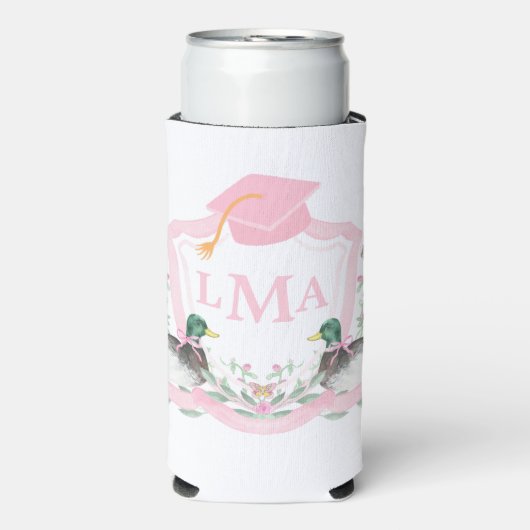 Mallard Duck Monogram Afstuderen Crest Seltzer Blikjeskoeler (Seltzer Voorkant)