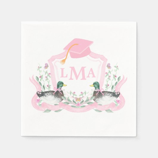 Mallard Duck Monogram Afstuderen Crest Servet (Voorkant)
