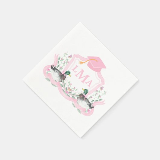 Mallard Duck Monogram Afstuderen Crest Servet (Hoek)