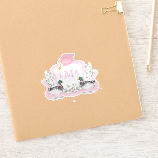 Mallard Duck Monogram Afstuderen Crest Sticker (Notitieboek)