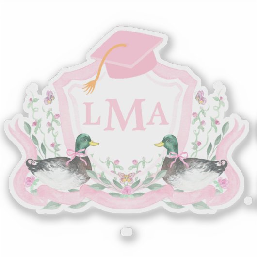 Mallard Duck Monogram Afstuderen Crest Sticker (Voorkant)