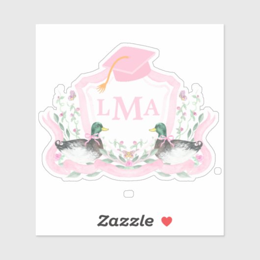 Mallard Duck Monogram Afstuderen Crest Sticker (Vel)