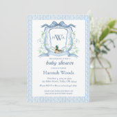 Mallard Duck Monogram Crest-Baby shower Kaart (Staand voorkant)