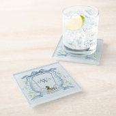 Mallard Duck Monogram Grandmillennial Glazen Onderzetter (Schuin)