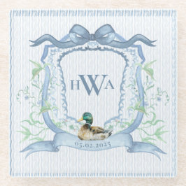 Mallard Duck Monogram Grandmillennial Glazen Onderzetter