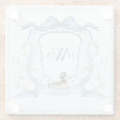 Mallard Duck Monogram Grandmillennial Glazen Onderzetter (Achterkant)