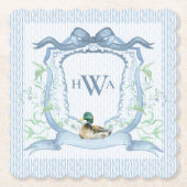 Mallard Duck Monogram Grandmillennial Kartonnen Onderzetters (Voorkant)