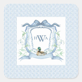 Mallard Duck Monogram Sticker en labels