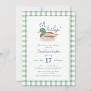 Mallard Duck OH BABY Country Hunting Baby shower Kaart