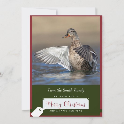 Mallard Duck op een kerst Kaart (Voorkant)