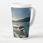 Mallard Duck op het meer Latte Mok (Rechterhoek)