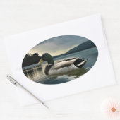 Mallard Duck op het meer Ovale Sticker (Envelop)