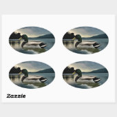 Mallard Duck op het meer Ovale Sticker (Vel)