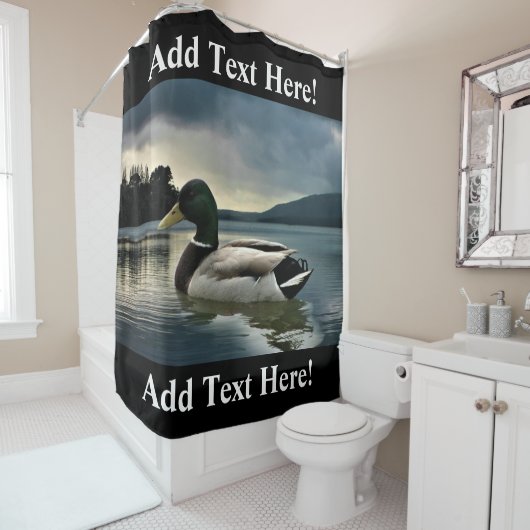 Mallard Duck op het meer van de douwergordijn Douchegordijn (In situ)