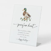 Mallard Duck Pacifier Hunt Game Baby shower Reclamebord Met Voetstuk (Voorkant)