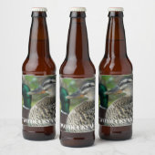 Mallard Duck Pair Foto gepersonaliseerd Bier Etiket (Flessen)
