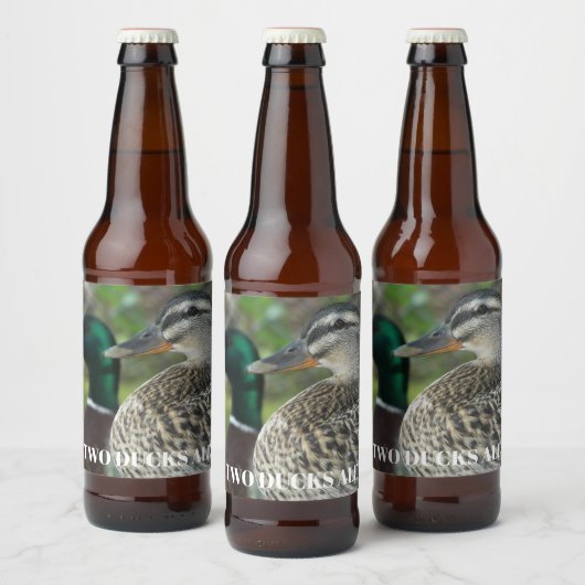 Mallard Duck Pair Foto gepersonaliseerd Bier Etiket (Flessen)