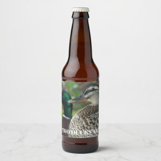 Mallard Duck Pair Foto gepersonaliseerd Bier Etiket (Voorkant)