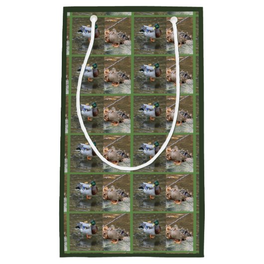 Mallard Duck Pair Gift Bag Klein Cadeauzakje (Voorkant)