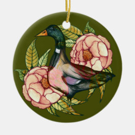 Mallard Duck Peony Natuur Lovers Keramisch Ornament