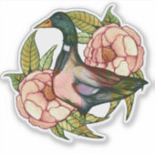 Mallard Duck Peony Natuur Lovers Sticker (Voorkant)