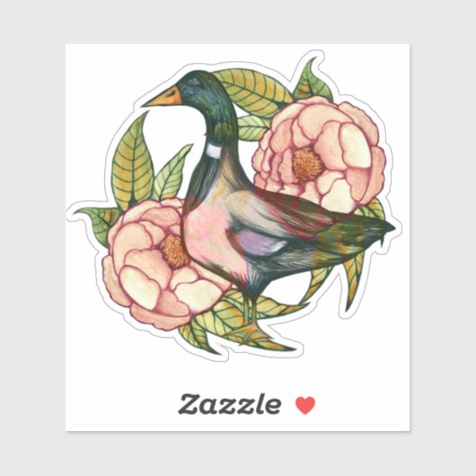 Mallard Duck Peony Natuur Lovers Sticker (Vel)