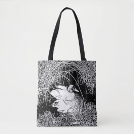Mallard Duck Photo Black and White Lake Bird Tote Bag