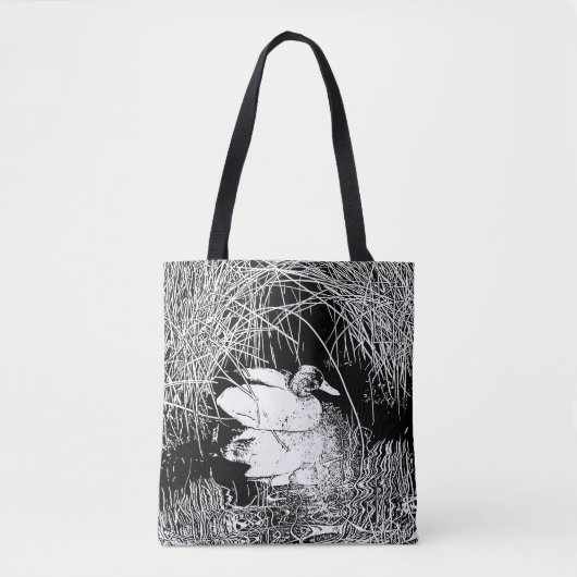 Mallard Duck Photo Black and White Lake Bird Tote Bag (Voorkant)