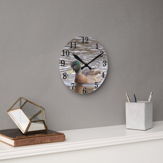 Mallard Duck Photo Clock Ronde Klok (Kantoor)