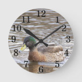 Mallard Duck Photo Clock Ronde Klok (Voorkant)