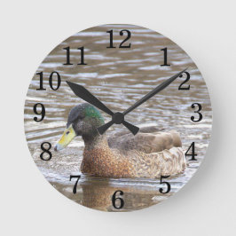 Mallard Duck Photo Clock Ronde Klok