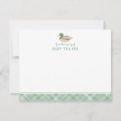 Mallard Duck Preppy Boy Baby shower Dank u Notitiekaartje (Voorkant)