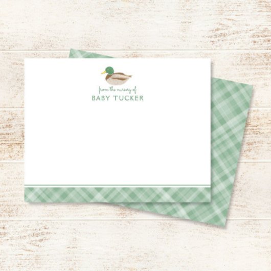 Mallard Duck Preppy Boy Baby shower Dank u Notitiekaartje