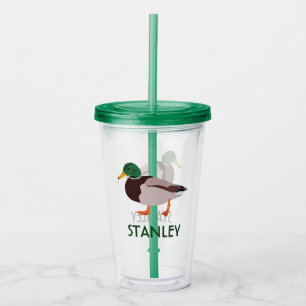 Mallard Duck Realistic Illustralized Personalized Acryl Drinkbeker
