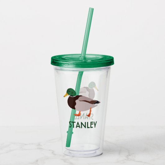 Mallard Duck Realistic Illustralized Personalized Acryl Drinkbeker (Achterkant)