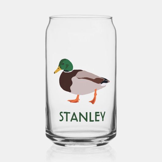Mallard Duck Realistic Illustralized Personalized Blikvorm Glas (Voorkant)