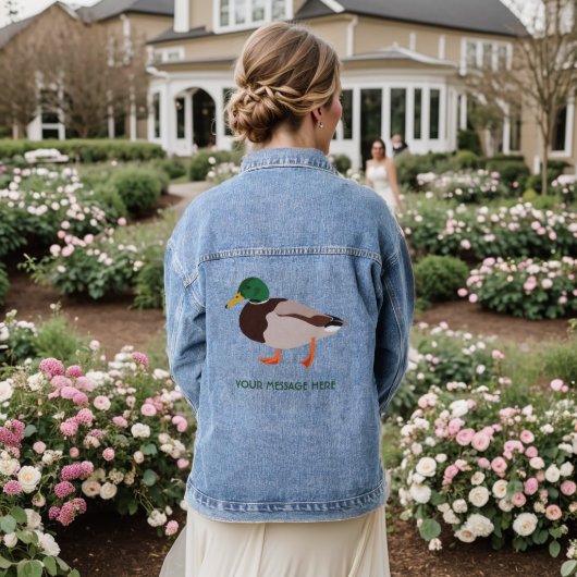 Mallard Duck Realistic Illustralized Personalized Denim Jacket (Huwelijk Achterkant)
