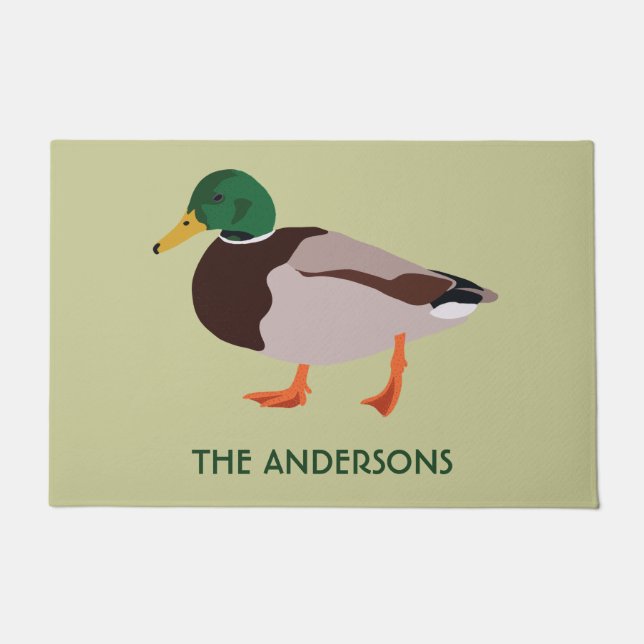 Mallard Duck Realistic Illustralized Personalized Deurmat (Voorkant)