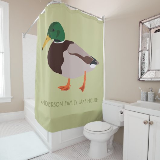 Mallard Duck Realistic Illustralized Personalized Douchegordijn (In situ)
