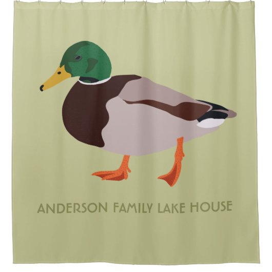 Mallard Duck Realistic Illustralized Personalized Douchegordijn (Voorkant)