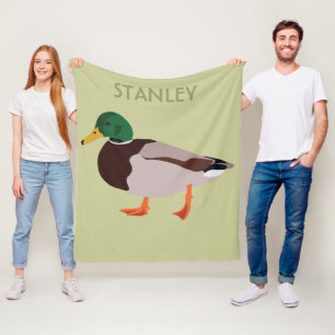 Mallard Duck Realistic Illustralized Personalized Fleece Deken