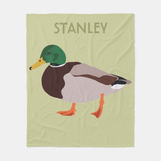 Mallard Duck Realistic Illustralized Personalized Fleece Deken (Voorkant)