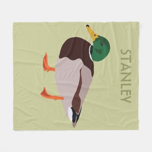 Mallard Duck Realistic Illustralized Personalized Fleece Deken (Voorkant (Horizontaal))