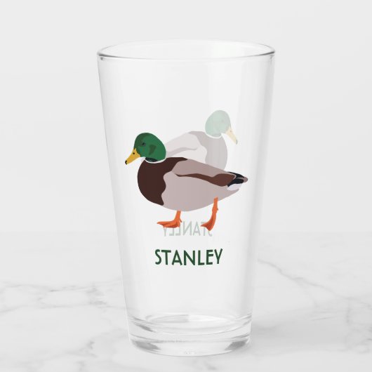Mallard Duck Realistic Illustralized Personalized Glas (Achterkant)